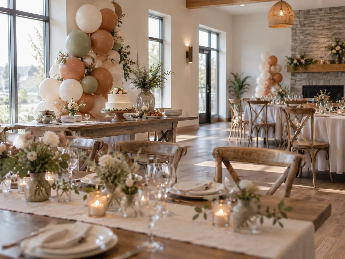 Une salle aménagée pour une fête d’anniversaire.